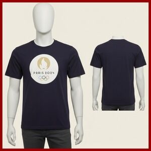 Paris 2024 Olympics T Shirt Logo Graphic Navy Blue Mens Sportswear Souvenir